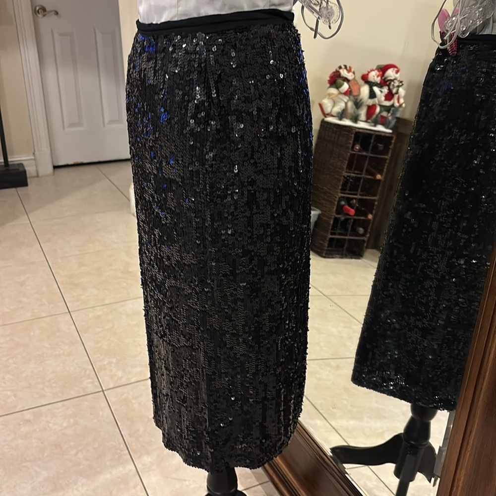 Modi Vintage Pure Indian Silk Sequin Skirt Size 12 - Picture 3 of 8